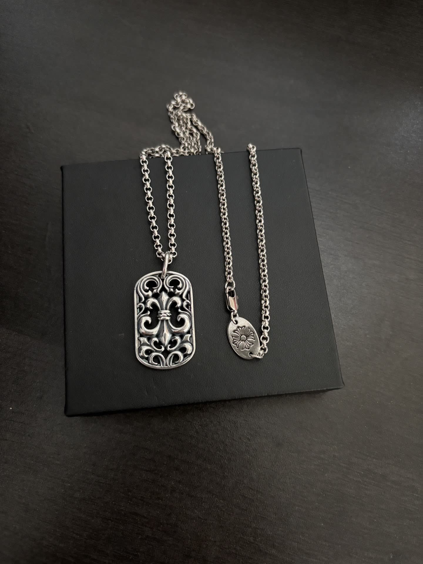 Chrome Hearts Silver Filigree Tag Necklace